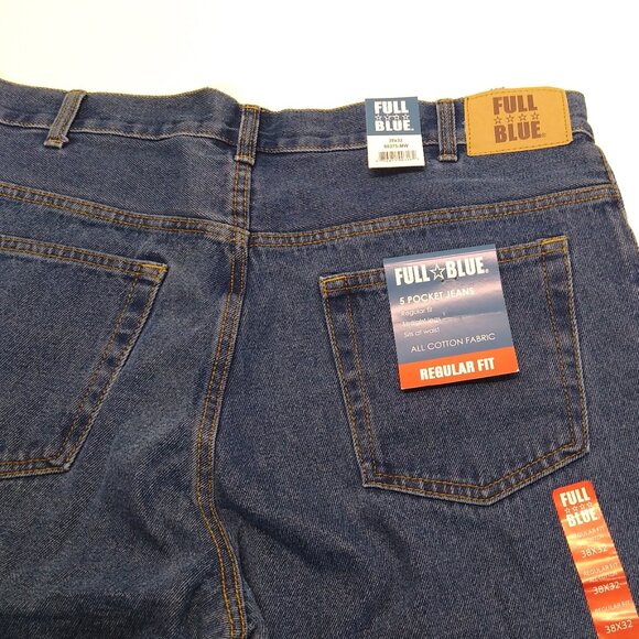 Full Blue Cowboy Cut Men 38x31 High Rise Sits At Waist Reg Fit Straight Leg NWT - Picture 5 of 6